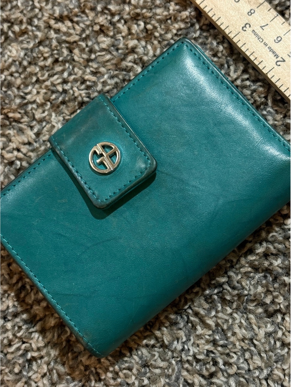 Giani Bernini Teal Leather Wallet with Snap Closure and Coin Compartment
